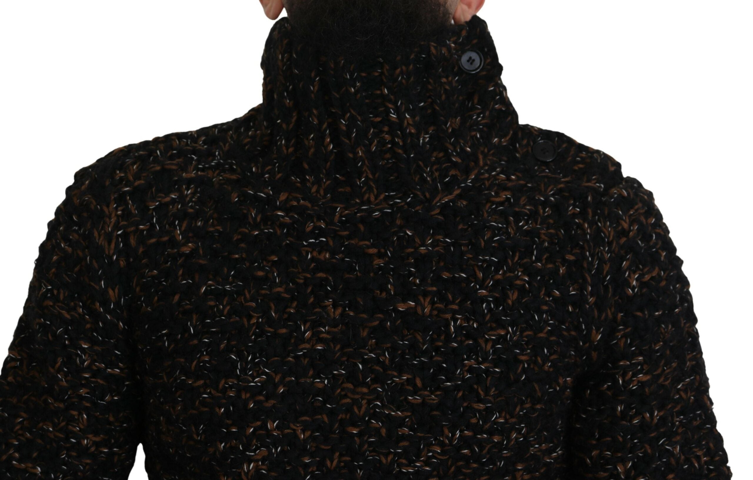 Brown Dolce & Gabbana Fatto A Mano turtleneck pullover sweater with a cozy, textured knit design.