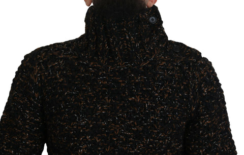 Brown Dolce & Gabbana Fatto A Mano turtleneck pullover sweater with a cozy, textured knit design.