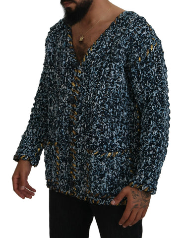 Blue button cardigan sweater by Dolce & Gabbana, featuring a cozy knit design with buttons down the front.