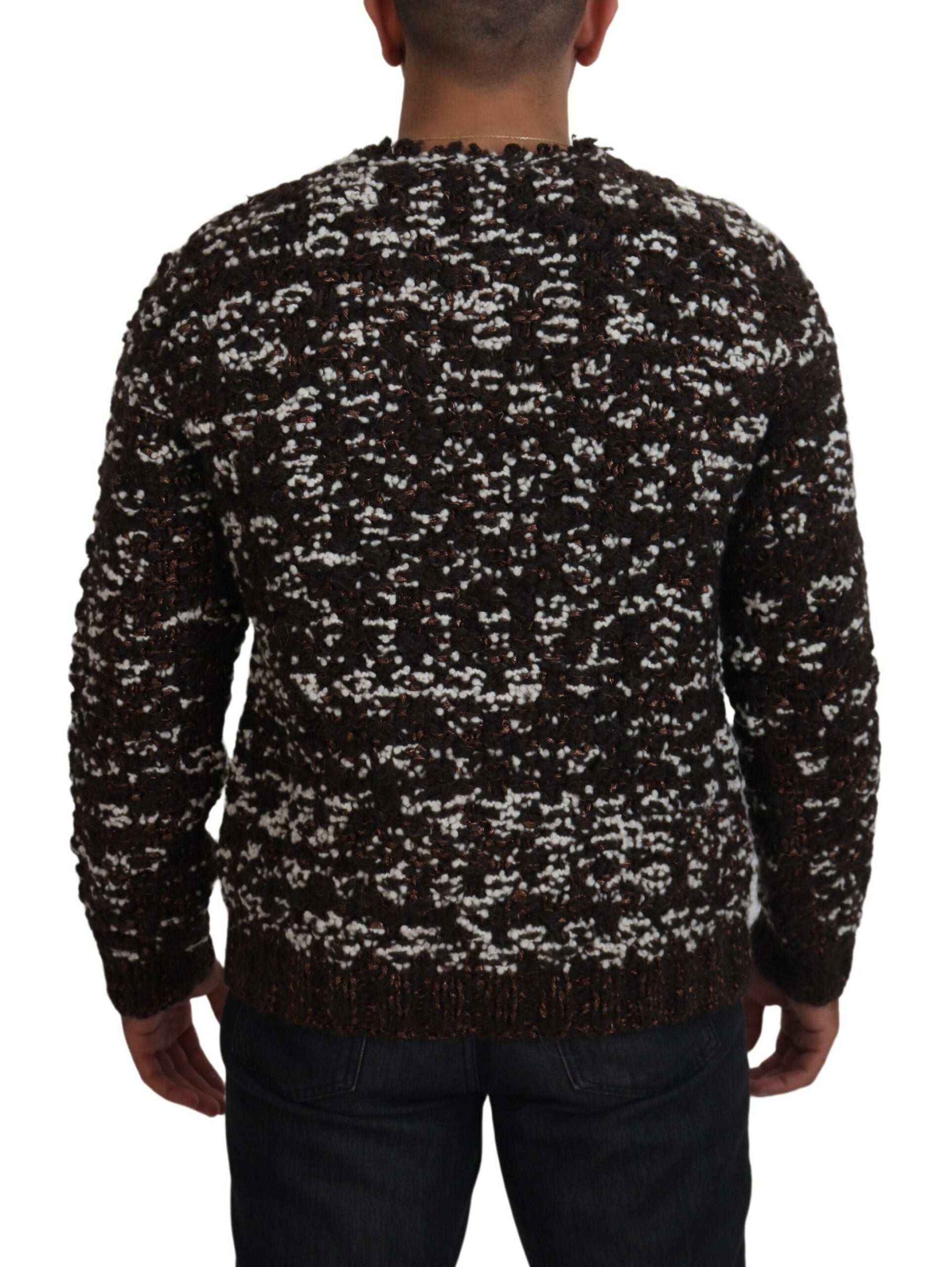 Brown knitted wool sweater by Dolce & Gabbana, featuring a cozy handmade design and textured fabric.