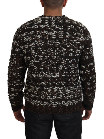 Brown knitted wool sweater by Dolce & Gabbana, featuring a cozy handmade design and textured fabric.