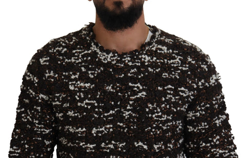 Brown knitted wool sweater by Dolce & Gabbana, featuring handmade craftsmanship and a cozy, textured design.