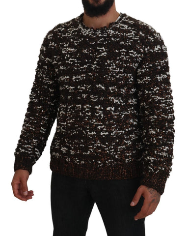Brown knitted wool sweater by Dolce & Gabbana, featuring a cozy handmade design and textured knit pattern.