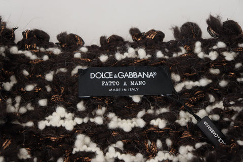 Brown knitted wool sweater by Dolce & Gabbana, featuring a cozy handmade design with detailed stitching.