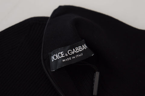 Black Dolce & Gabbana half zip turtleneck pullover sweater displayed on a mannequin.