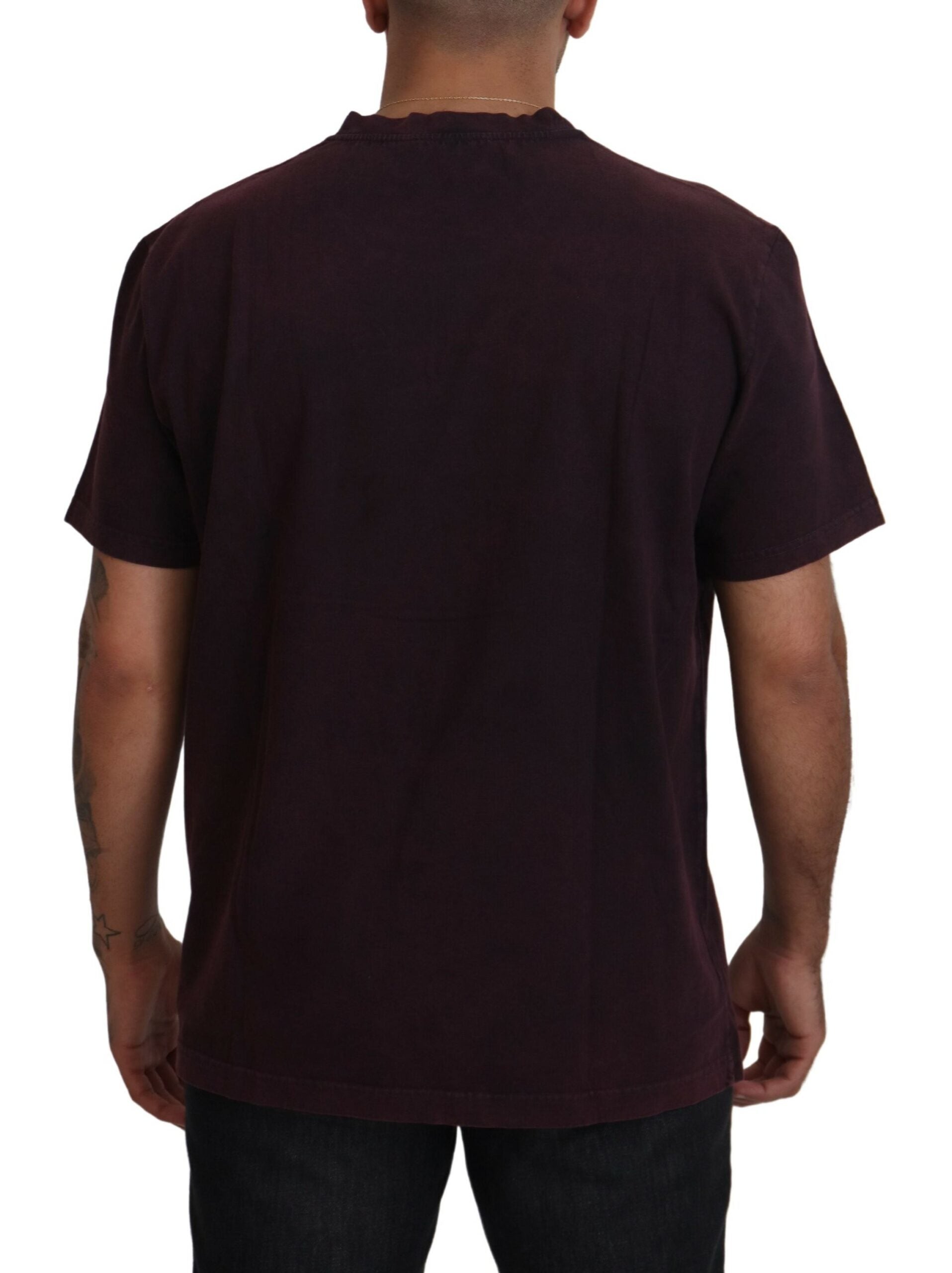 Dolce & Gabbana Bordeaux crewneck short sleeve T-shirt with classic fit and soft cotton fabric, displayed on a plain background.