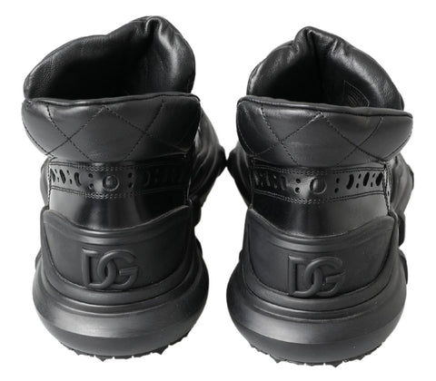 Black leather ankle casual boots by Dolce & Gabbana, featuring a sleek design with lace-up closure and stylish ankle height.