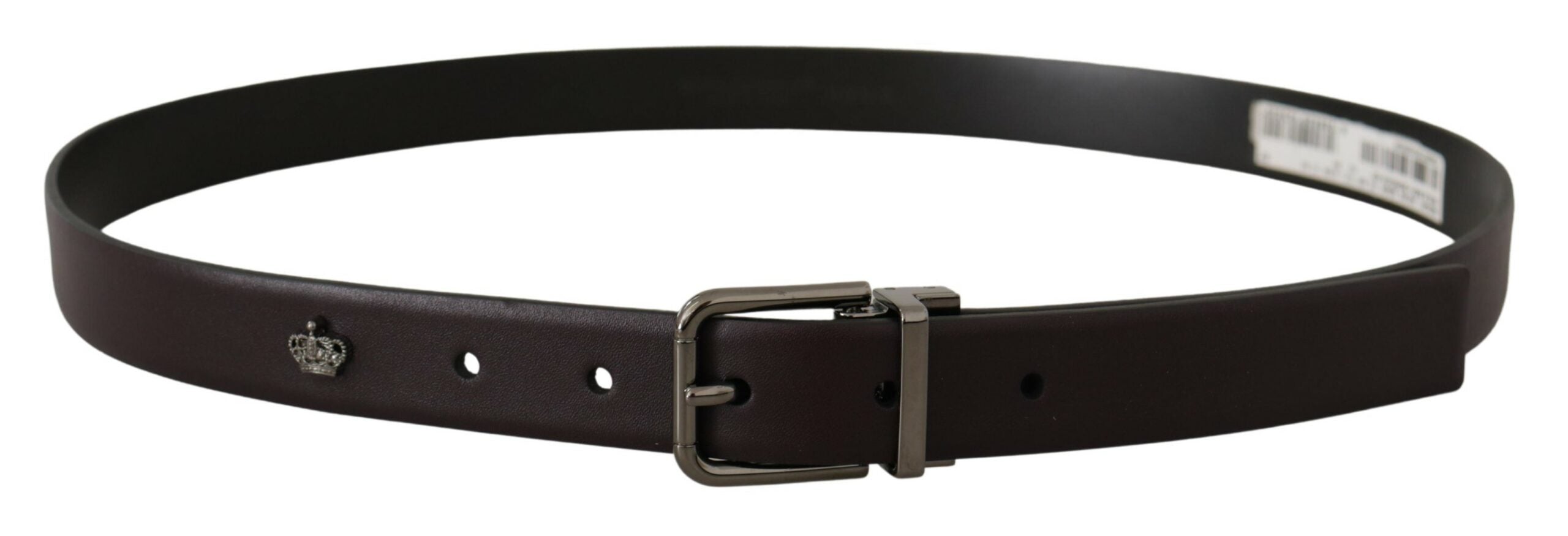 Dark purple leather belt with Borchia metal buckle from Dolce & Gabbana, featuring a sleek and stylish design.