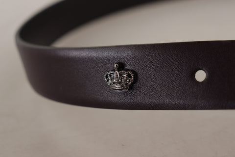 Dark purple leather belt with a Borchia metal buckle from Dolce & Gabbana, featuring a sleek and stylish design.