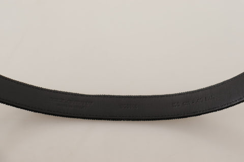 Black velvet casual belt with silver metal logo buckle from Dolce & Gabbana, featuring a sleek and stylish design.