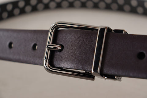 Dark purple Dolce & Gabbana leather belt with perforated design and metal buckle, stylish accessory for men and women.