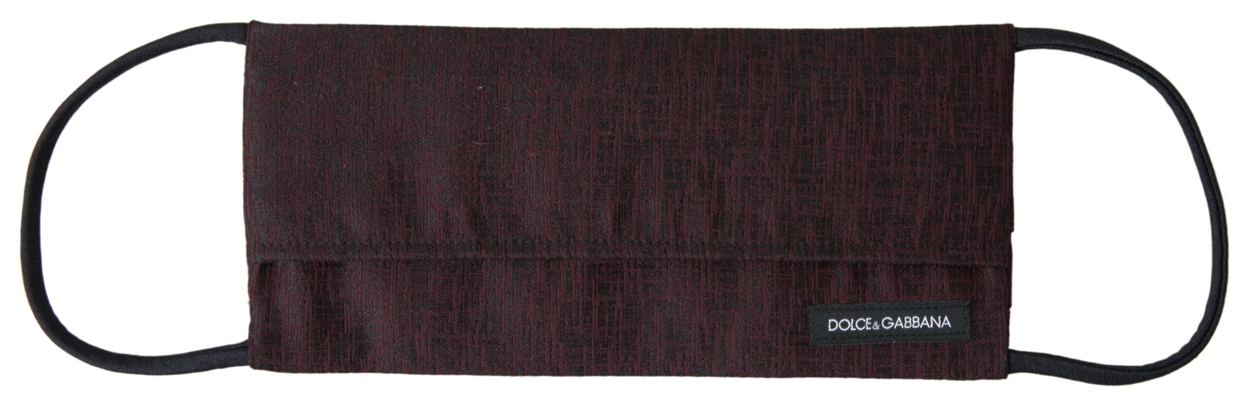 Maroon Dolce & Gabbana pleated face mask with elastic ear straps, stylish and comfortable protective covering.