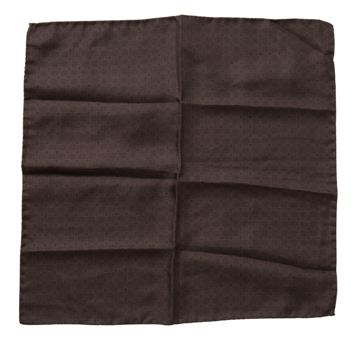 Brown patterned silk square handkerchief scarf by Dolce & Gabbana with floral and geometric designs on smooth fabric.
