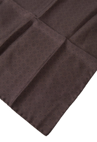 Brown patterned silk square handkerchief scarf from Dolce & Gabbana with intricate floral and geometric designs.