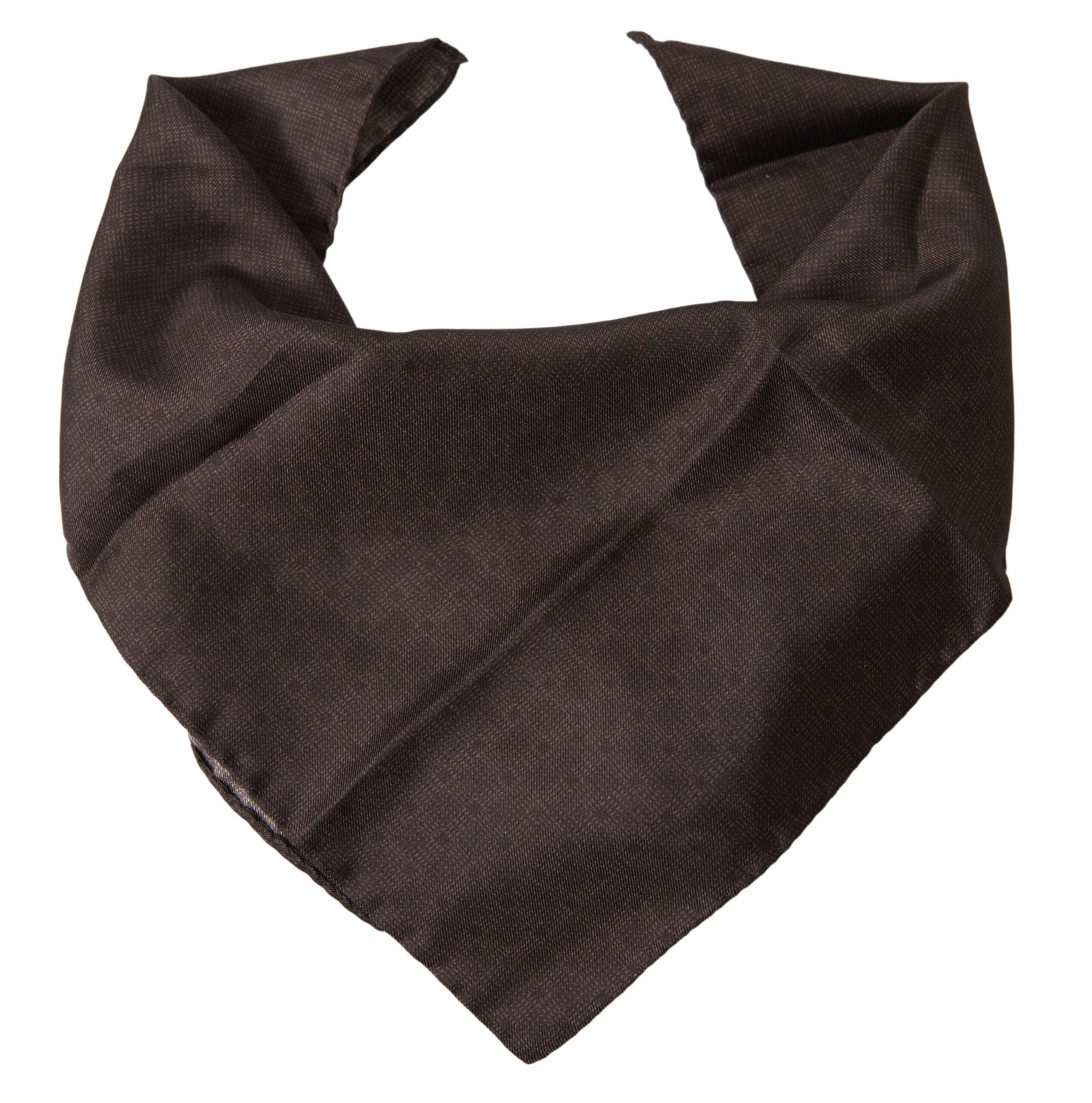 Brown patterned silk square handkerchief scarf by Dolce & Gabbana with intricate design and smooth texture.