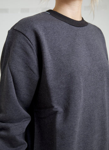 Dark gray cotton crew neck pullover sweater by Dolce & Gabbana, featuring a classic fit and smooth knit texture.