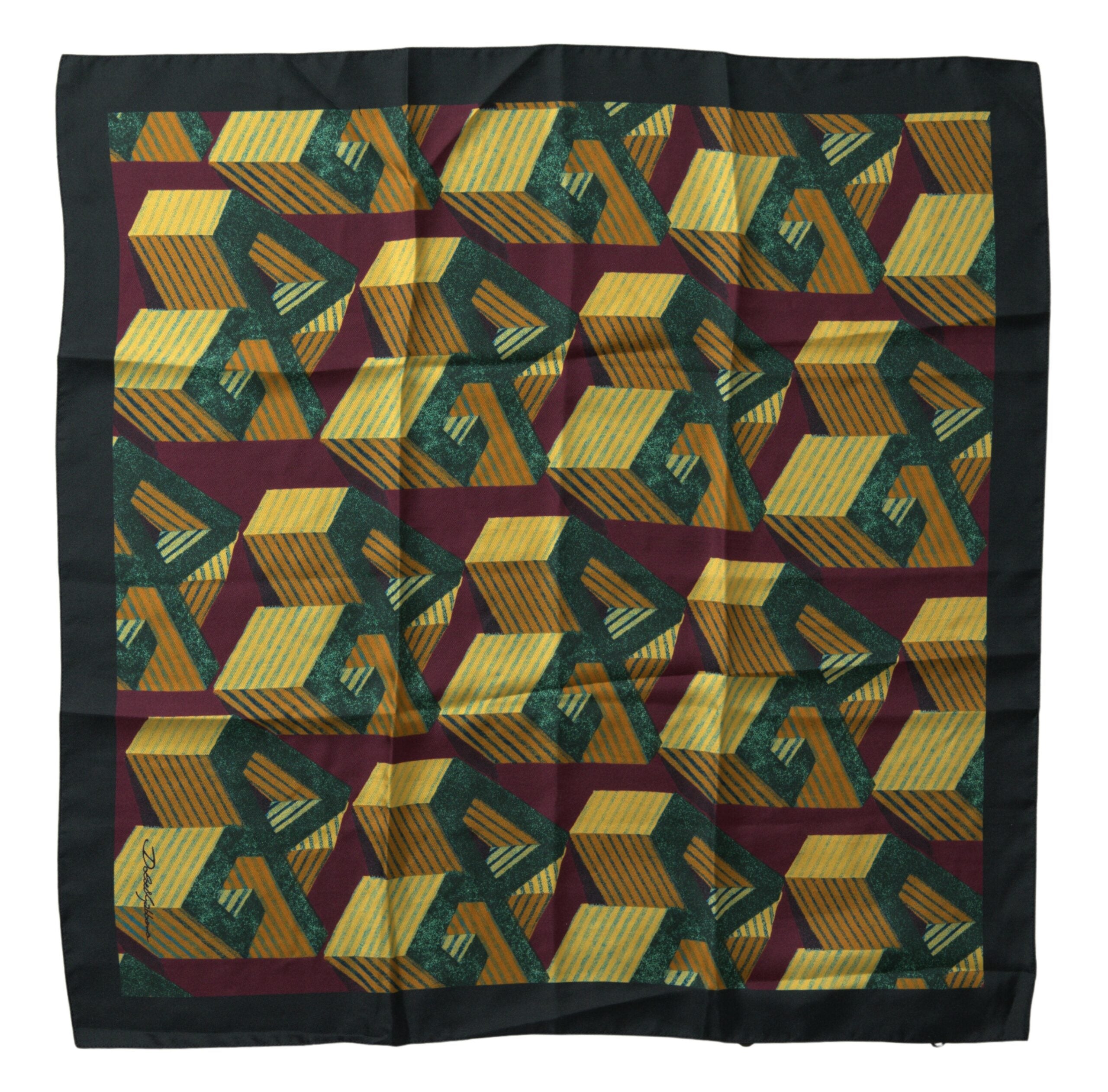 Multicolor printed square handkerchief scarf by Dolce & Gabbana with vibrant floral patterns and silky fabric.