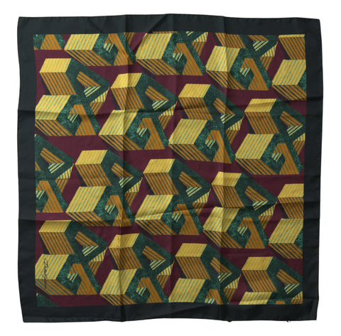 Multicolor printed square handkerchief scarf by Dolce & Gabbana with vibrant floral patterns and silky fabric.