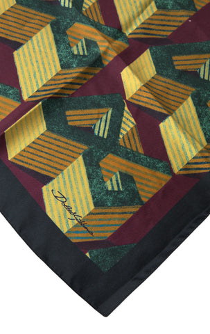Multicolor printed square handkerchief scarf by Dolce & Gabbana with vibrant floral and geometric patterns.