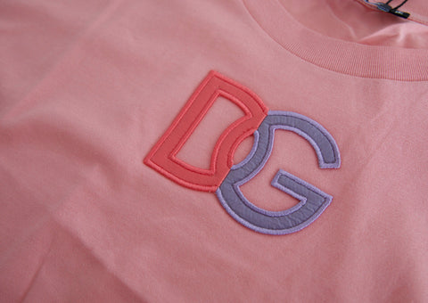 Pink cotton Dolce & Gabbana logo crew neck tank T-shirt with a relaxed fit and subtle DG branding.