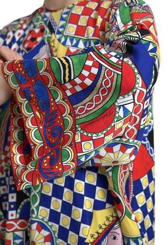 Multicolor printed long sleeve blouse top by Dolce & Gabbana with vibrant floral pattern and elegant design.
