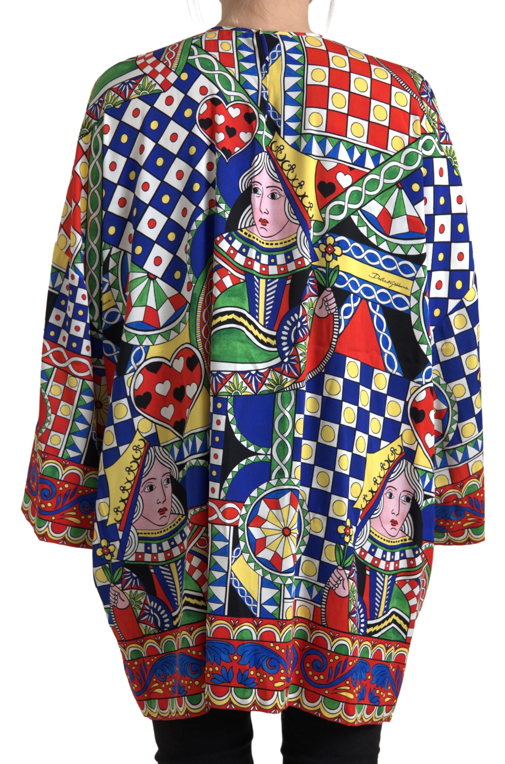 Multicolor printed long sleeve blouse top by Dolce & Gabbana, featuring vibrant patterns and a stylish fit.