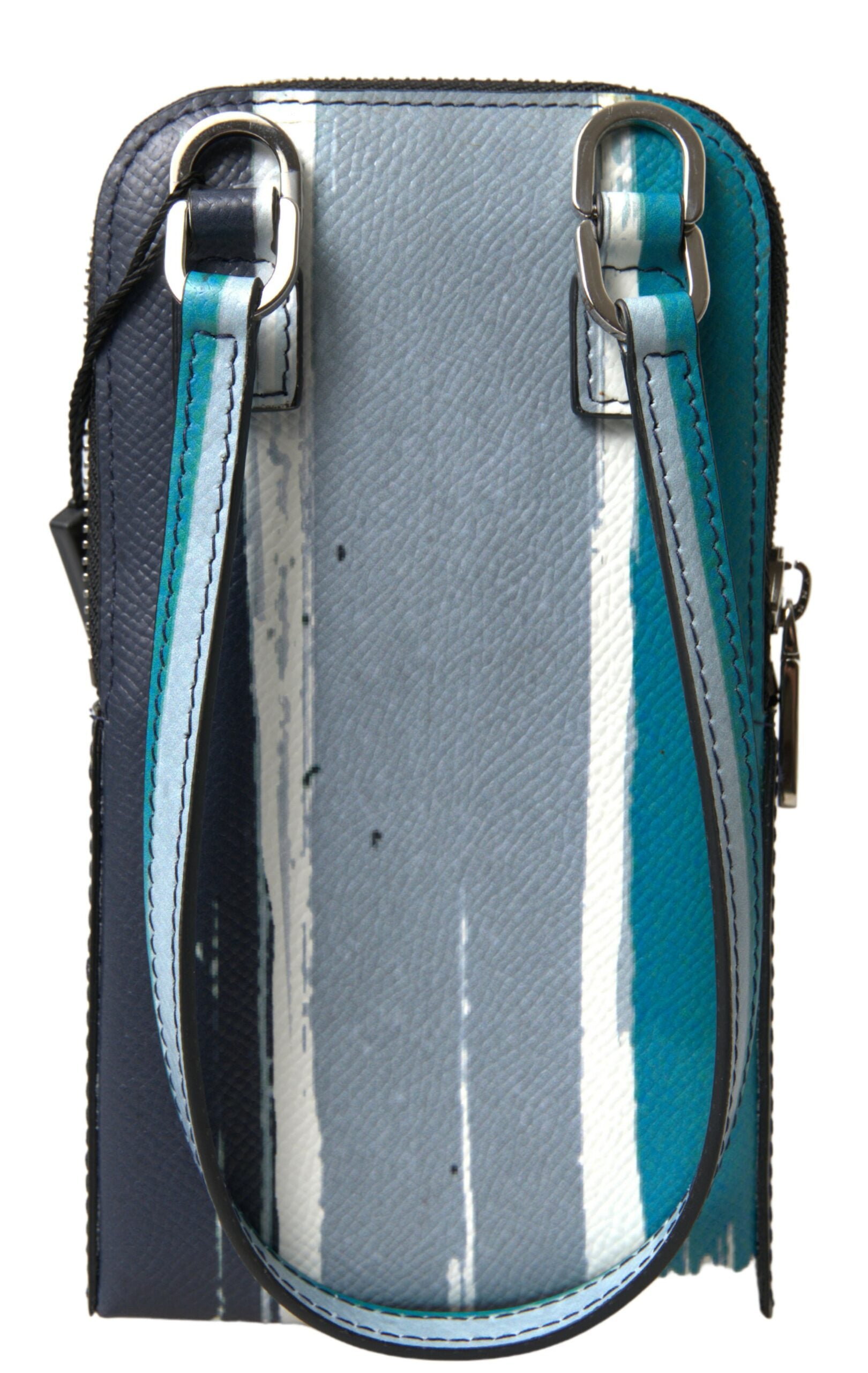 Blue leather crossbody purse by Dolce & Gabbana, unisex sling phone bag with sleek design and compact size.