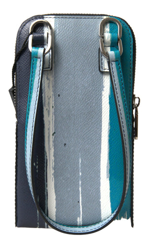 Blue leather crossbody purse by Dolce & Gabbana, unisex sling phone bag with sleek design and compact size.