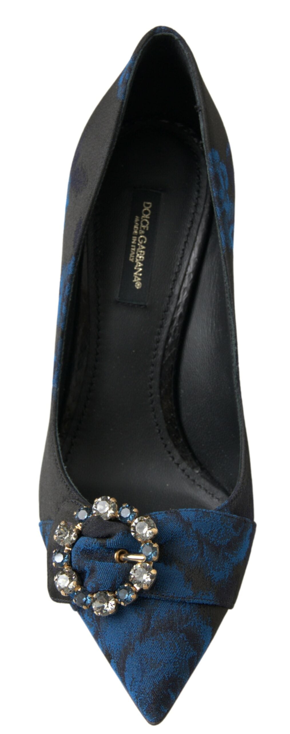 Blue floral Ayers crystal pumps by Dolce & Gabbana featuring elegant floral design and sparkling crystal embellishments.