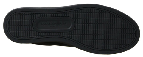 Black Gold Leather Classic Sneakers by Dolce & Gabbana with stylish design and white soles, shown on a plain background.