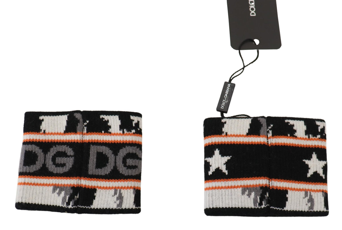 Orange and gray two-piece wristband set by Dolce & Gabbana featuring bold branding and sporty design.