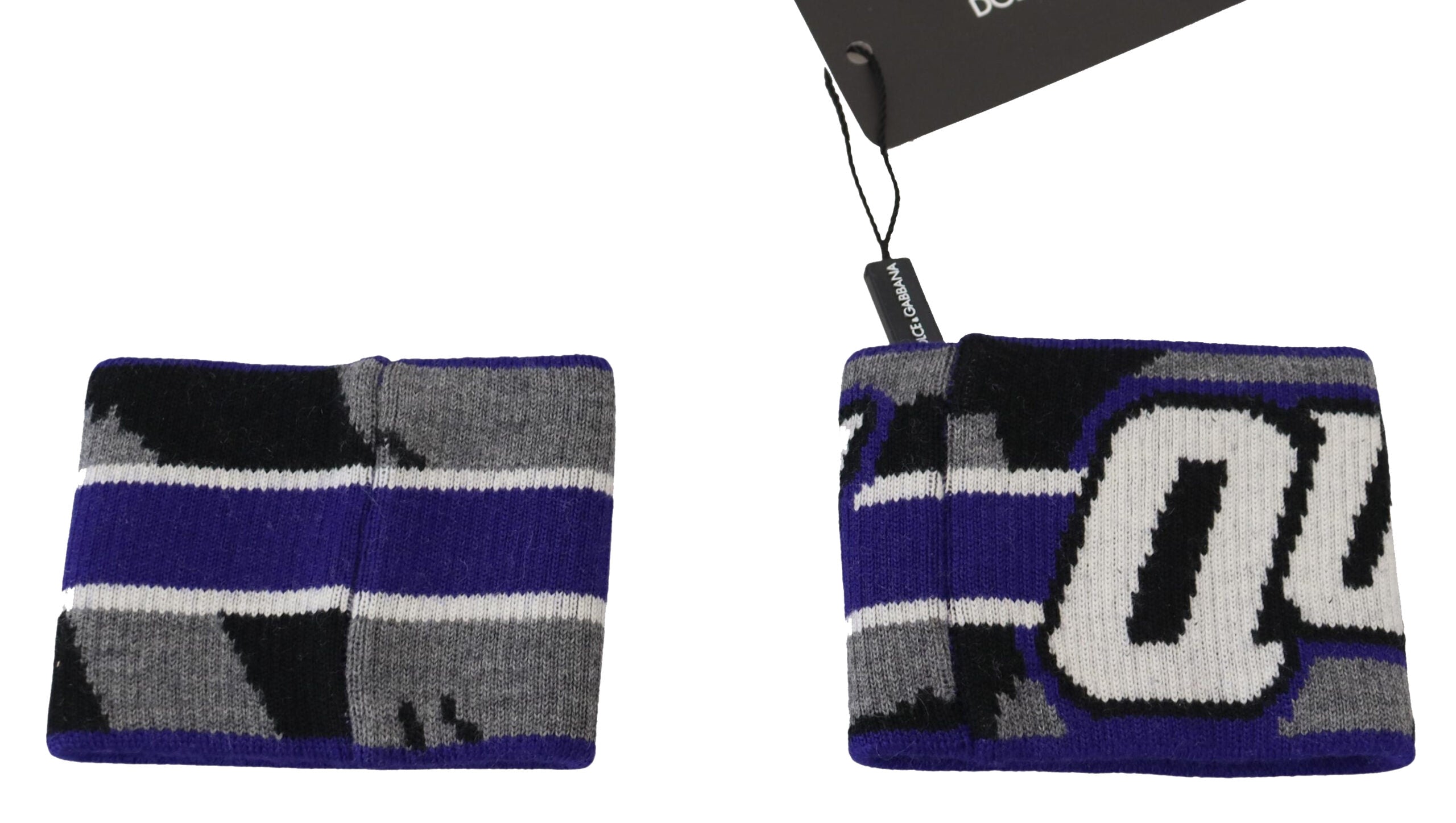 Purple logo two-piece wristband set by Dolce & Gabbana, featuring stylish fabric bands with brand logo details.