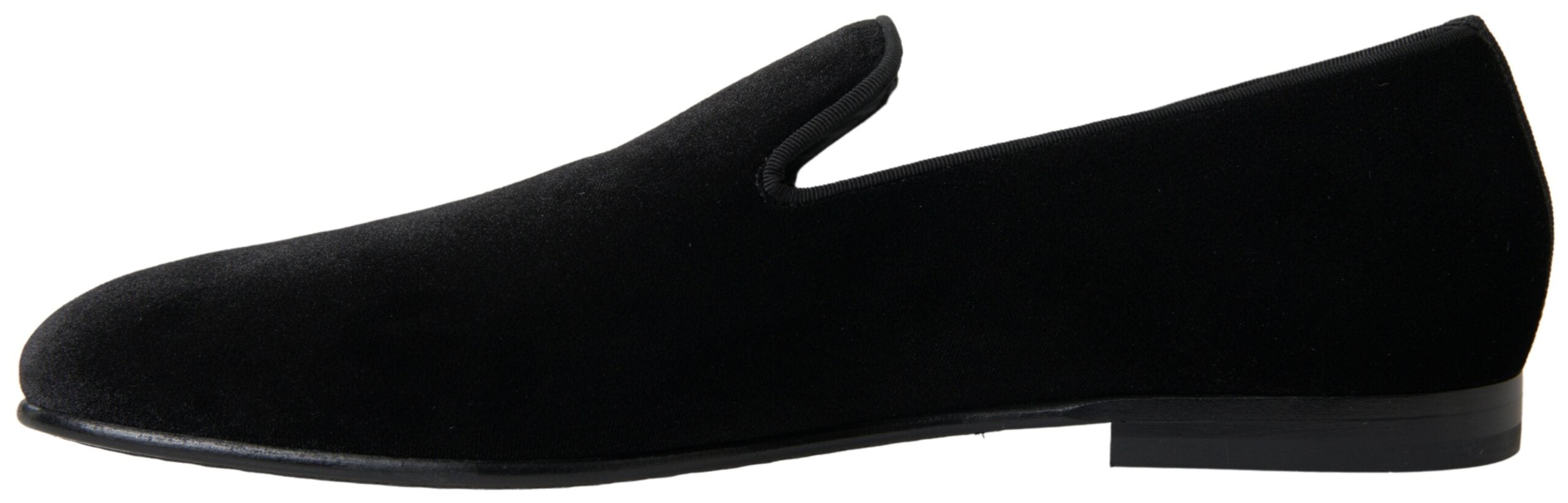 Black velvet loafers by Dolce & Gabbana, formal shoes with sleek design and classic style for sophisticated outfits.