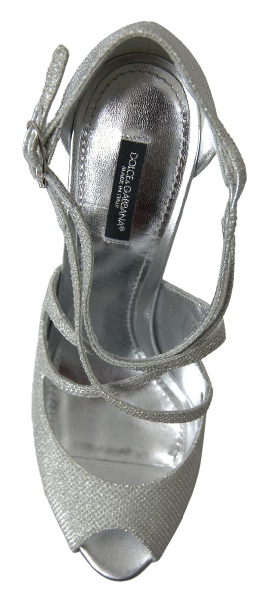 Silver Shimmers Sandals Heel Pumps by Dolce & Gabbana, featuring metallic straps and elegant heel design.