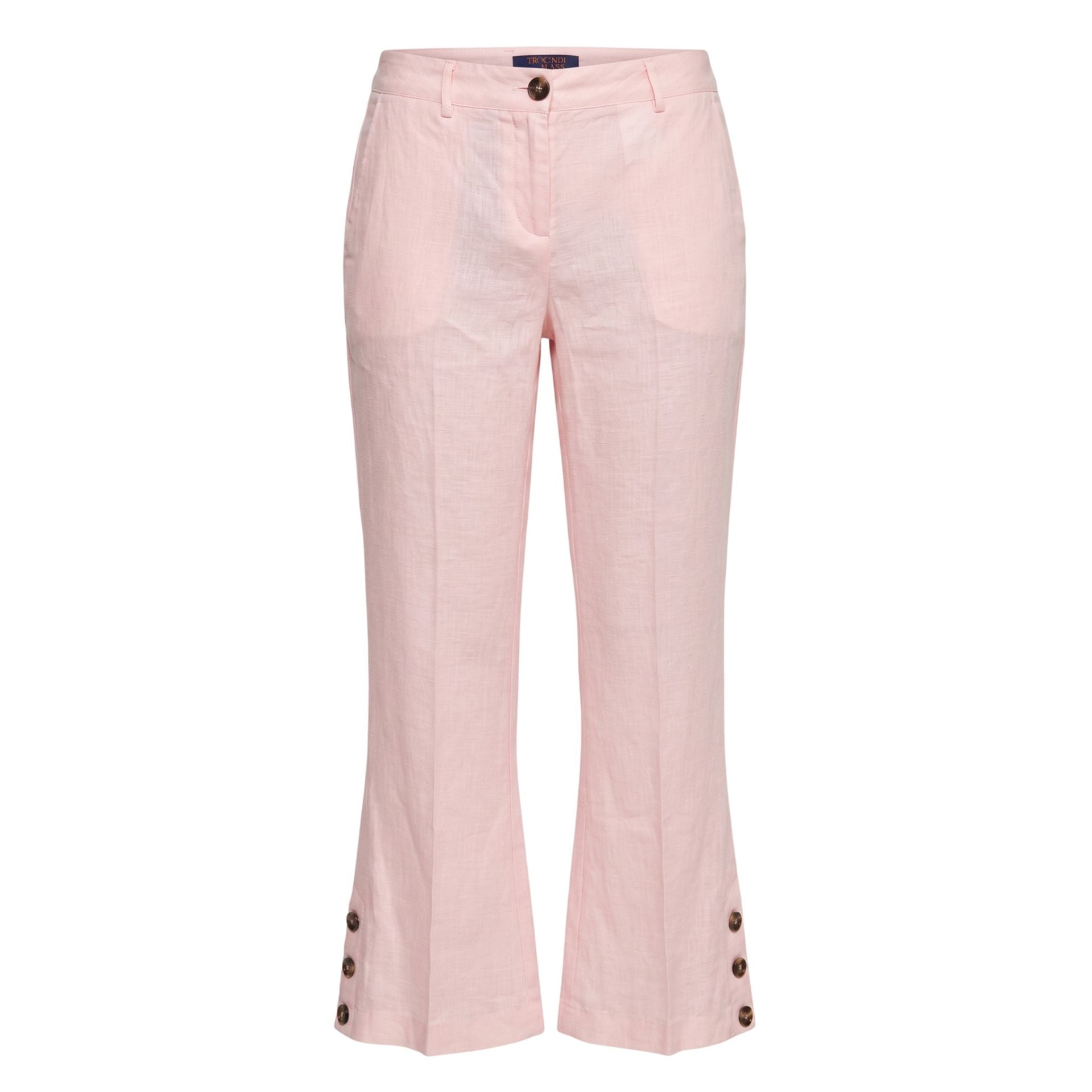 Trussardi Jeans 56P001341T002276 P130 Rose, stylish pink denim jeans from Jag Couture London New York collection, front view.