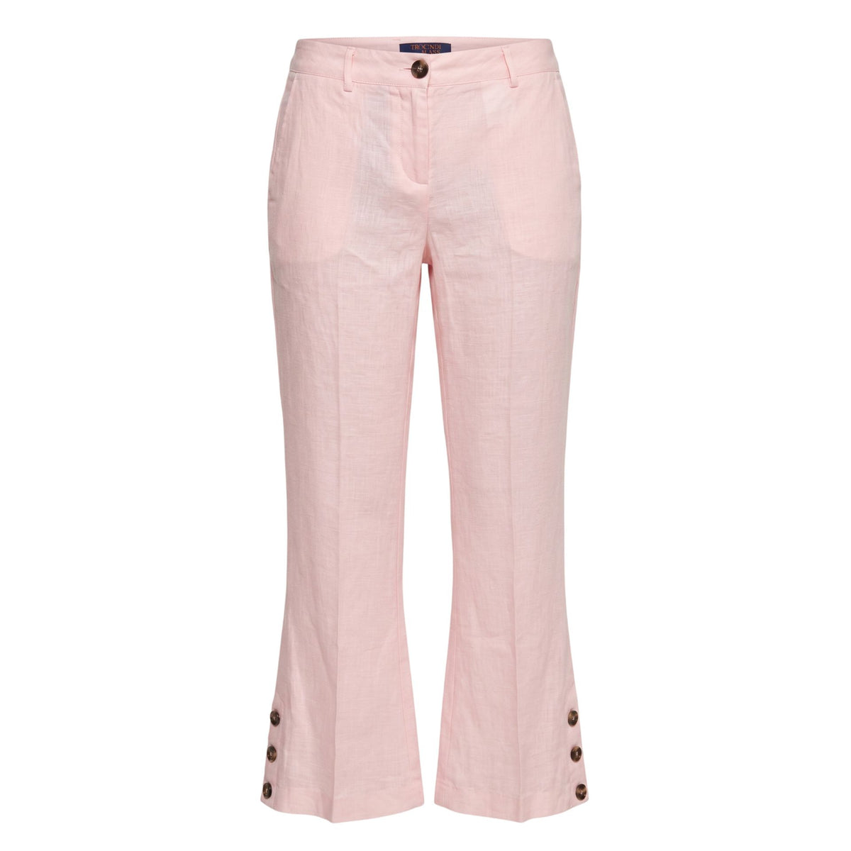 Trussardi Jeans 56P001341T002276 P130 Rose, stylish pink denim jeans from Jag Couture London New York collection, front view.