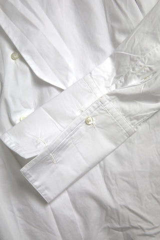 White cotton ascot collar long sleeve top from Dolce & Gabbana with a tailored fit and classic design.