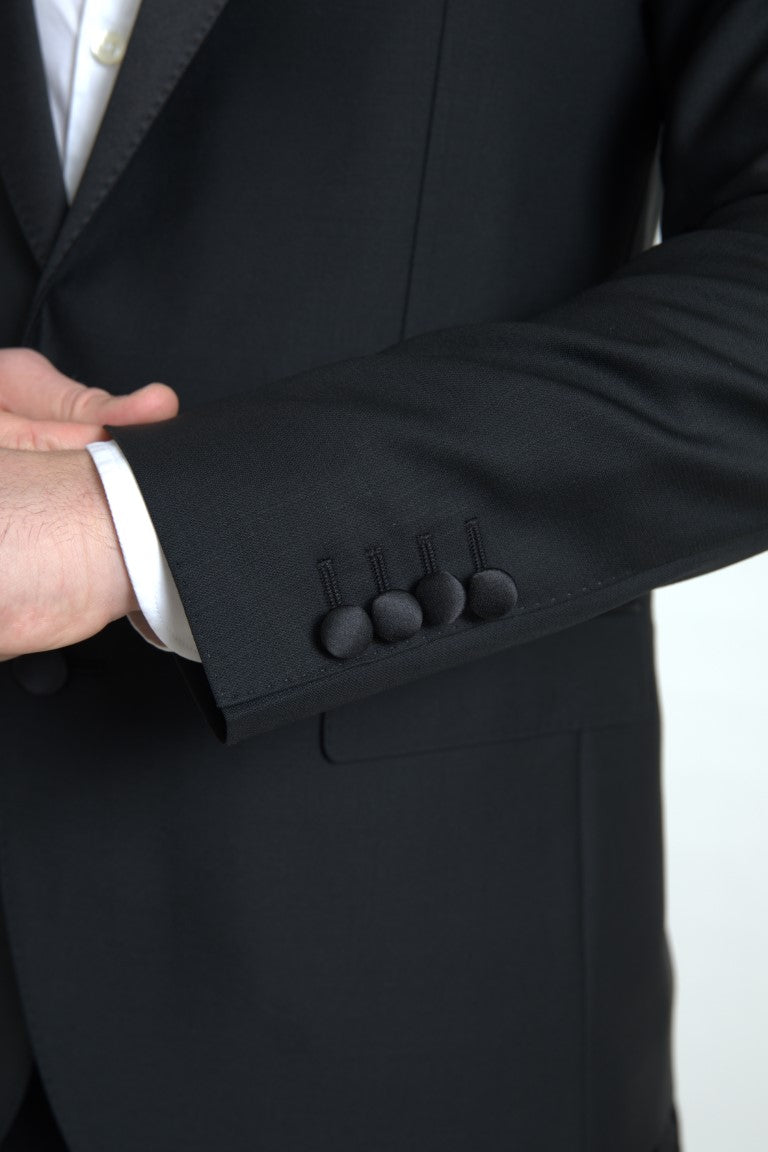 Black wool single-breasted MARTINI blazer by Dolce & Gabbana, tailored fit with notched lapels and button closure.
