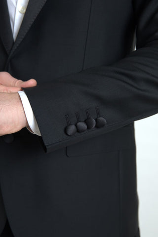 Black wool single-breasted MARTINI blazer by Dolce & Gabbana, tailored fit with notched lapels and button closure.