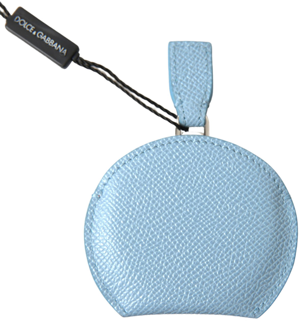 Light blue calfskin leather mirror holder by Dolce & Gabbana, featuring elegant craftsmanship and sleek design.