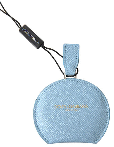 Light blue calfskin leather mirror holder by Dolce & Gabbana featuring sleek, luxurious craftsmanship and compact design.