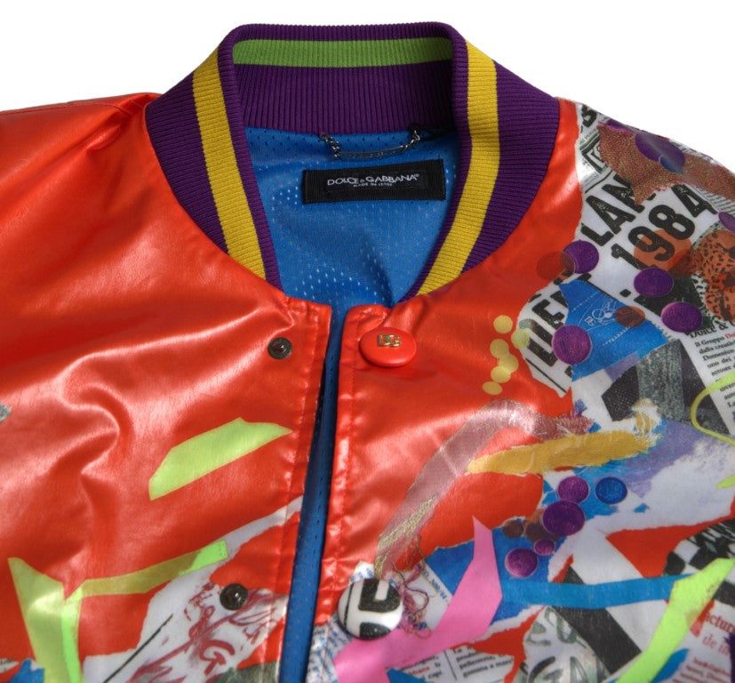 Orange polyester button blouson jacket by Dolce & Gabbana, with a fitted style and front button closure.