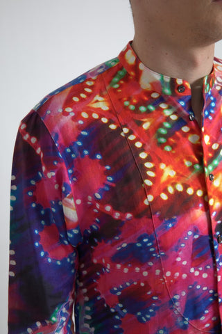 Multicolor Luminarie print linen shirt by Dolce & Gabbana with vibrant floral pattern and lightweight fabric.