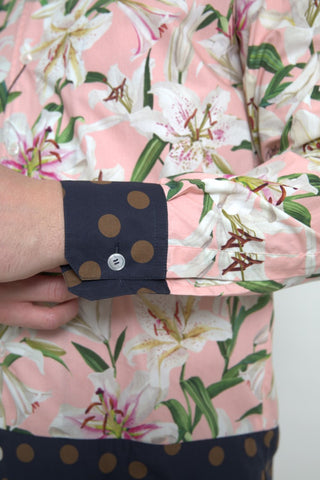 Cotton polka dot lily print collared shirt by Dolce & Gabbana, featuring a classic design and button-up front.