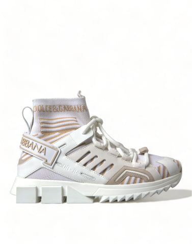 White beige Sorrento sneakers by Dolce & Gabbana featuring a stylish sock-like design and casual sneaker style.