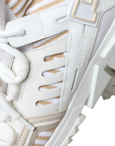 White and beige Sorrento sneakers by Dolce & Gabbana featuring a sleek sock-style design and stylish sneakers shoes.