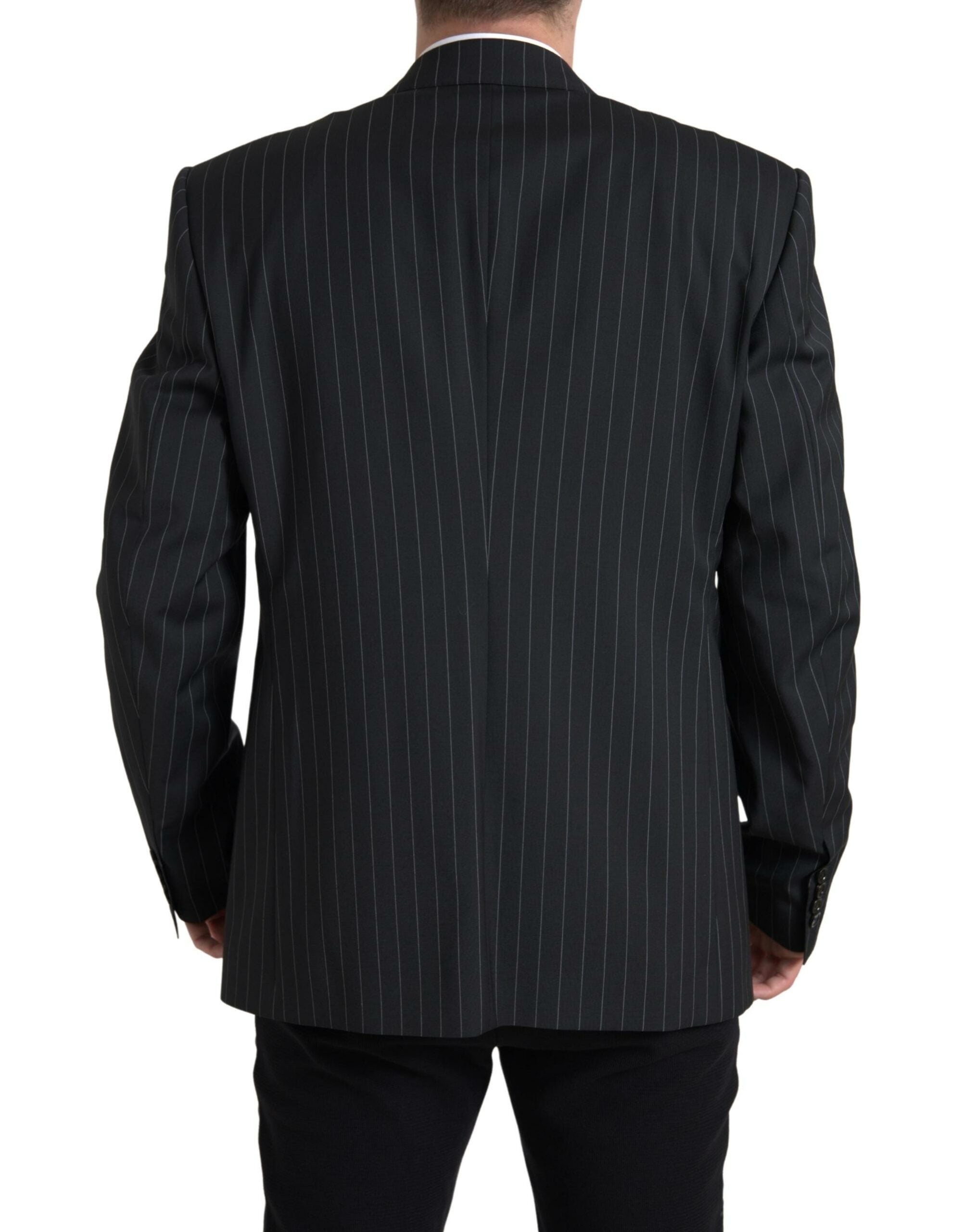 Black stripe single-breasted Sicilia blazer by Dolce & Gabbana, tailored fit with classic lapels and stylish design.