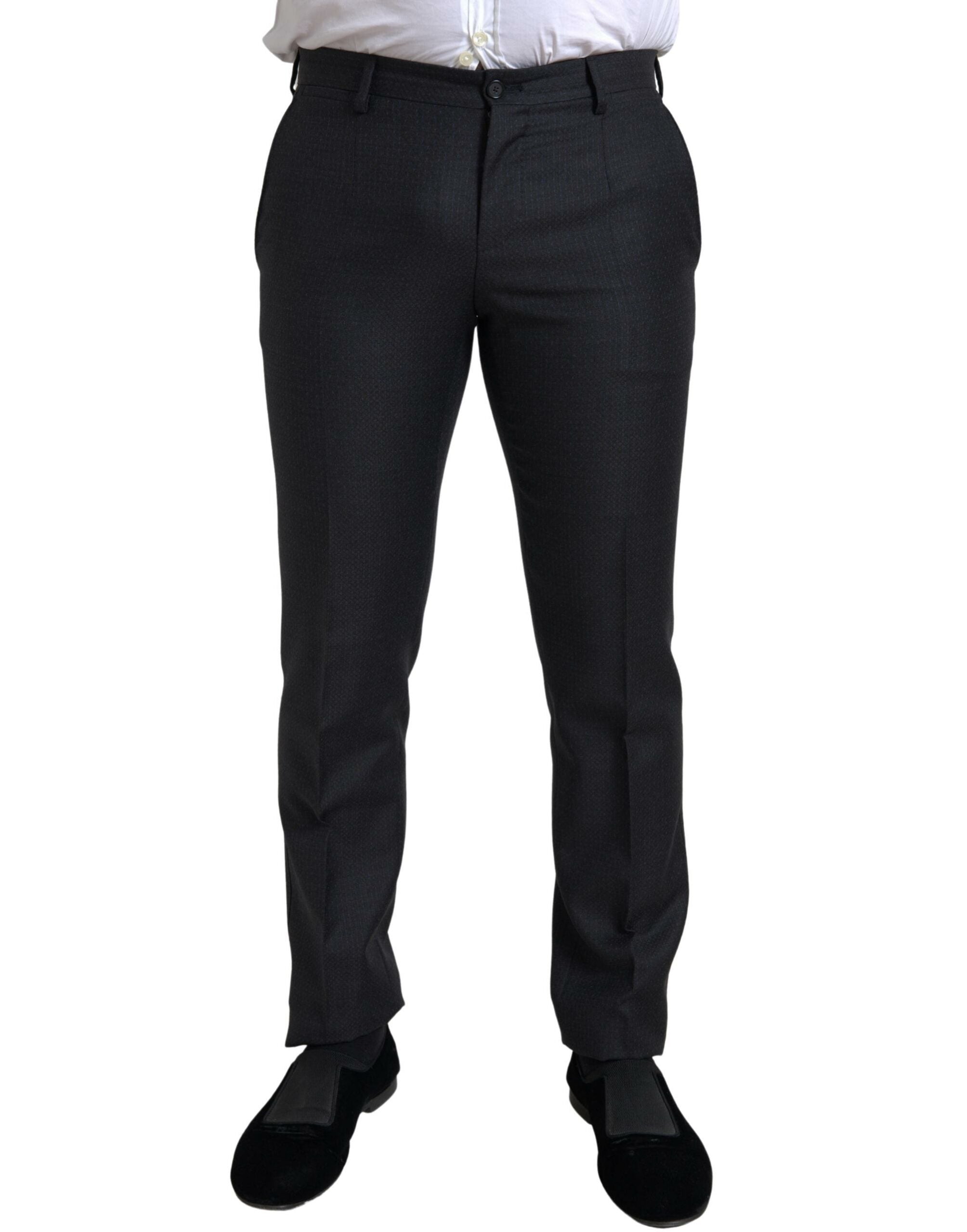 Black 3-piece single-breasted Martini suit by Dolce & Gabbana, featuring a tailored jacket, matching trousers, and vest.