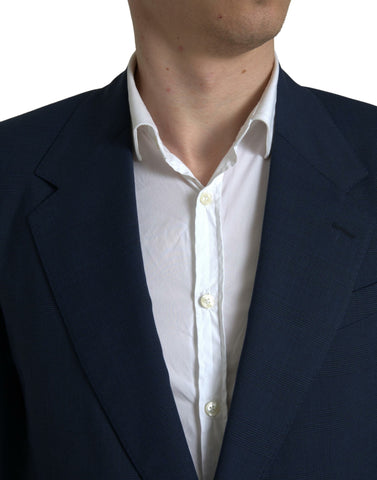 Blue Dolce & Gabbana Sicilia suit, 2-piece single-breasted menswear with tailored jacket and matching trousers, front view.