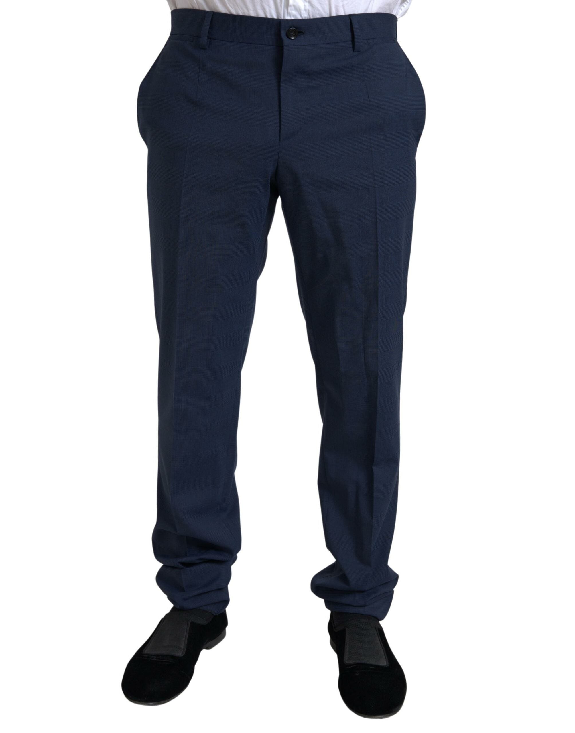 Blue Dolce & Gabbana Sicilia suit, 2-piece single-breasted men's suit with tailored fit and classic lapel, displayed on a hanger.